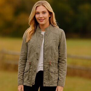 Hinge Nordstrom Made in Seattle Olive Green Utility Military Jacket Size XSmall